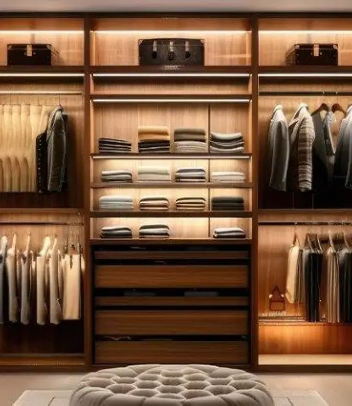 A closet with many different types of clothes.