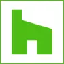 A green house logo with the letter h.